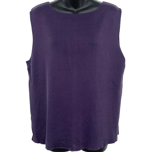 Coldwater Creek Women Plus 2X Purple Sleeveless Sweater Knit Silk Top Shirt New - Picture 1 of 10
